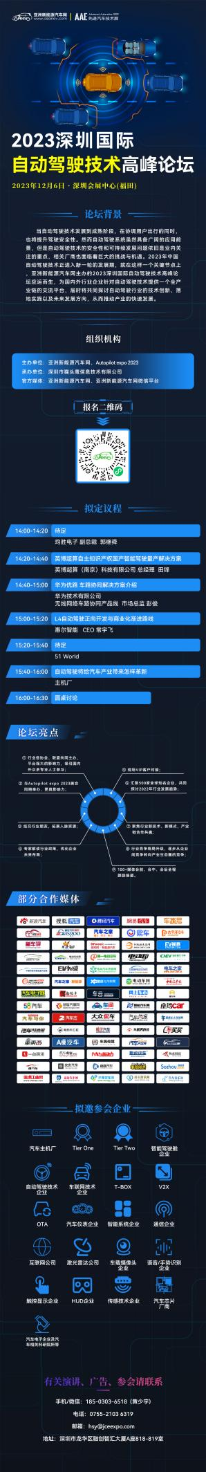 自动驾驶的风往哪儿吹？12月6日2023深圳国际自动驾驶技术高峰论坛等您一同解密